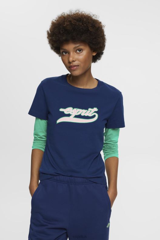 Esprit Cotton T-shirt with printed logo Women Ink T-Shirts P0D0X145 - Image 1