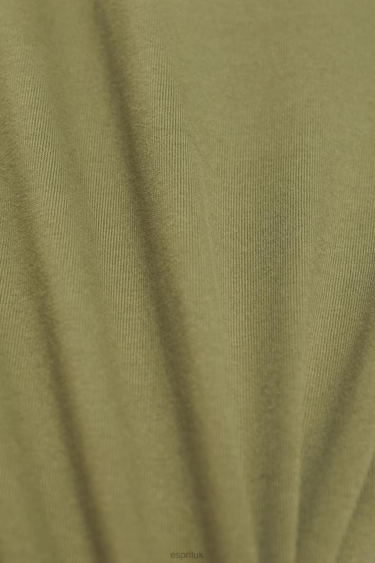 Esprit Cotton T-shirt with printed logo Women Olive T-Shirts P0D0X144 - Image 4