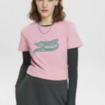 Esprit Cotton T-shirt with printed logo Women Pink T-Shirts P0D0X146