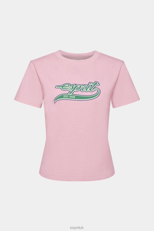 Esprit Cotton T-shirt with printed logo Women Pink T-Shirts P0D0X146 - Image 5