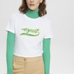 Esprit Cotton T-shirt with printed logo Women White T-Shirts P0D0X142