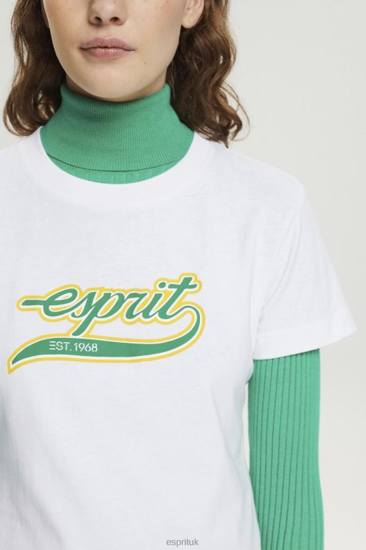 Esprit Cotton T-shirt with printed logo Women White T-Shirts P0D0X142 - Image 3