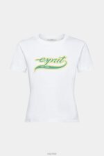 Esprit Cotton T-shirt with printed logo Women White T-Shirts P0D0X142 - Image 5