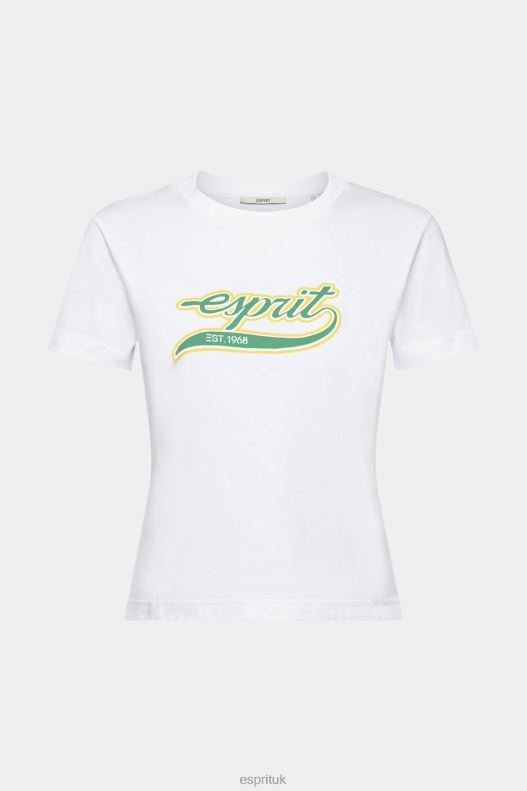 Esprit Cotton T-shirt with printed logo Women White T-Shirts P0D0X142 - Image 5