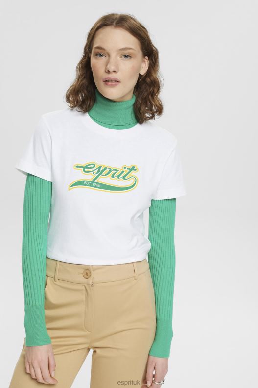 Esprit Cotton T-shirt with printed logo Women White T-Shirts P0D0X142 - Image 1