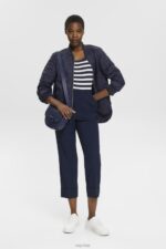 Esprit Cotton tank top with stripes Women Navy Tank P0D0X242 - Image 2