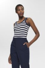 Esprit Cotton tank top with stripes Women Navy Tank P0D0X242