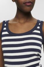Esprit Cotton tank top with stripes Women Navy Tank P0D0X242 - Image 3