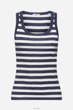 Esprit Cotton tank top with stripes Women Navy Tank P0D0X242 - Image 5