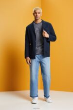 Esprit Cotton-Twill Blazer Jacket Men Navy Jackets P0D0X621 - Image 2