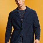 Esprit Cotton-Twill Blazer Jacket Men Navy Jackets P0D0X621