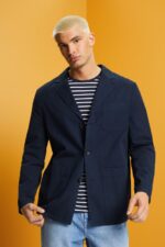 Esprit Cotton-Twill Blazer Jacket Men Navy Jackets P0D0X621