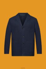 Esprit Cotton-Twill Blazer Jacket Men Navy Jackets P0D0X621 - Image 5