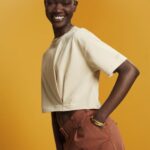 Esprit Cropped crewneck T-shirt Women Beige T-Shirts P0D0X195