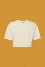 Esprit Cropped crewneck T-shirt Women Beige T-Shirts P0D0X195 - Image 5
