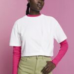 Esprit Cropped crewneck T-shirt Women White T-Shirts P0D0X194