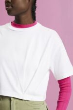 Esprit Cropped crewneck T-shirt Women White T-Shirts P0D0X194 - Image 3