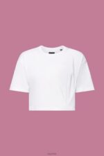 Esprit Cropped crewneck T-shirt Women White T-Shirts P0D0X194 - Image 5