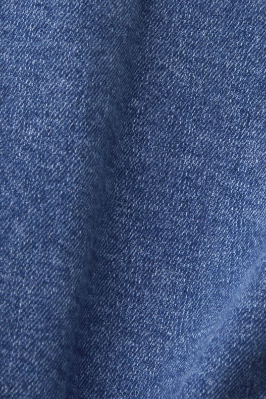 Esprit Cropped denim jacket with frayed trim Women Blue Dark Wash Jackets P0D0X311 - Image 4