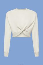 Esprit Cropped knot detail sweatshirt Women Light Taupe Sweatshirts & Hoodies P0D0X218 - Image 5