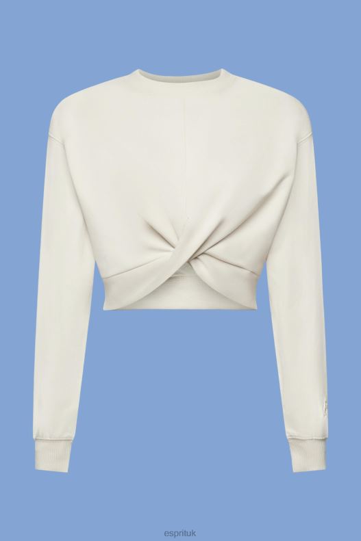 Esprit Cropped knot detail sweatshirt Women Light Taupe Sweatshirts & Hoodies P0D0X218 - Image 5