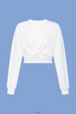 Esprit Cropped knot detail sweatshirt Women White Sweatshirts & Hoodies P0D0X217 - Image 5