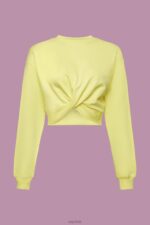 Esprit Cropped knot detail sweatshirt Women Yellow Sweatshirts & Hoodies P0D0X219 - Image 5