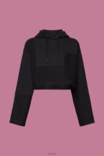 Esprit Cropped patchwork hoodie Women Black Sweatshirts & Hoodies P0D0X288 - Image 5