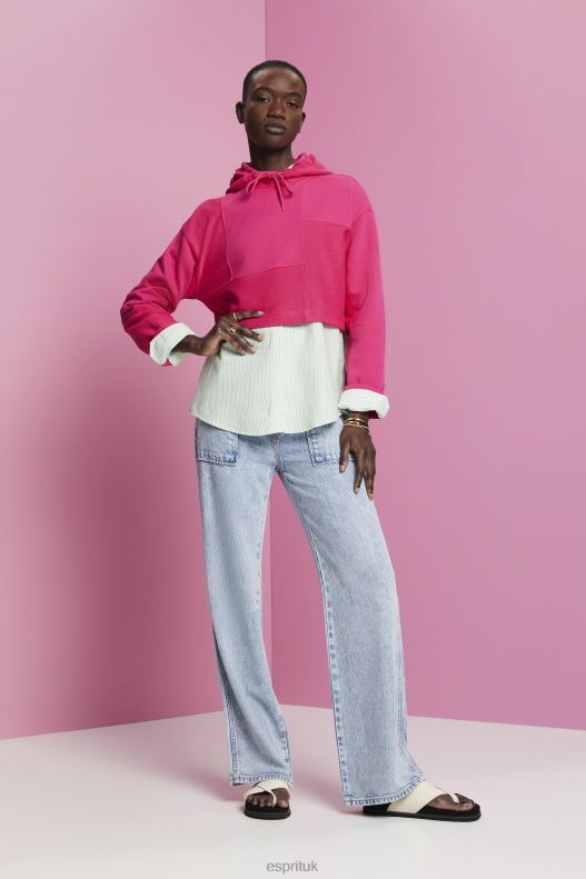 Esprit Cropped patchwork hoodie Women Pink Fuchsia Sweatshirts & Hoodies P0D0X290 - Image 2