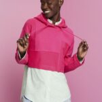 Esprit Cropped patchwork hoodie Women Pink Fuchsia Sweatshirts & Hoodies P0D0X290