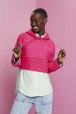 Esprit Cropped patchwork hoodie Women Pink Fuchsia Sweatshirts & Hoodies P0D0X290