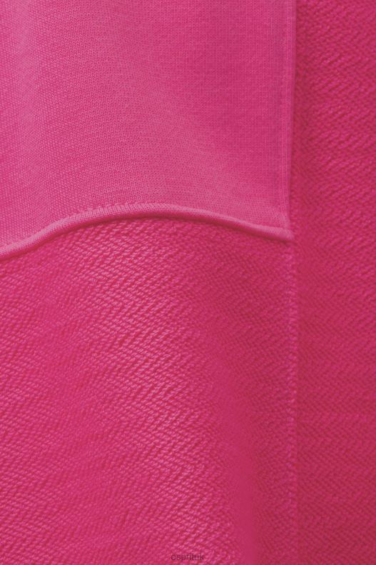 Esprit Cropped patchwork hoodie Women Pink Fuchsia Sweatshirts & Hoodies P0D0X290 - Image 4
