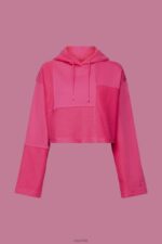 Esprit Cropped patchwork hoodie Women Pink Fuchsia Sweatshirts & Hoodies P0D0X290 - Image 5