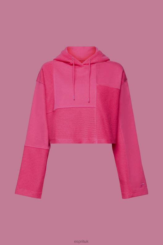 Esprit Cropped patchwork hoodie Women Pink Fuchsia Sweatshirts & Hoodies P0D0X290 - Image 5