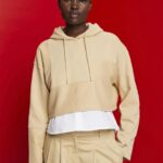 Esprit Cropped patchwork hoodie Women Sand Sweatshirts & Hoodies P0D0X289
