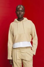 Esprit Cropped patchwork hoodie Women Sand Sweatshirts & Hoodies P0D0X289