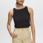 Esprit Cropped sleeveless blouse Women Black Blouses P0D0X307