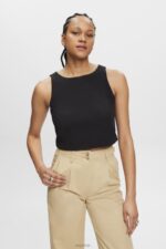 Esprit Cropped sleeveless blouse Women Black Blouses P0D0X307