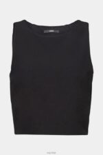 Esprit Cropped sleeveless blouse Women Black Blouses P0D0X307 - Image 5