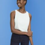 Esprit Cropped sleeveless blouse Women Light Aqua Green Blouses P0D0X309