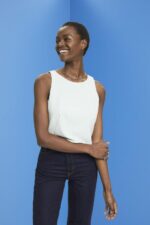 Esprit Cropped sleeveless blouse Women Light Aqua Green Blouses P0D0X309