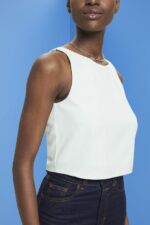 Esprit Cropped sleeveless blouse Women Light Aqua Green Blouses P0D0X309 - Image 3