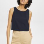 Esprit Cropped sleeveless blouse Women Navy Blouses P0D0X310