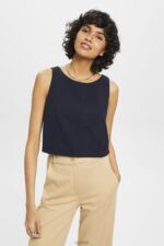 Esprit Cropped sleeveless blouse Women Navy Blouses P0D0X310