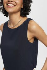 Esprit Cropped sleeveless blouse Women Navy Blouses P0D0X310 - Image 3