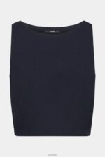 Esprit Cropped sleeveless blouse Women Navy Blouses P0D0X310 - Image 5