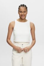 Esprit Cropped sleeveless blouse Women Off White Blouses P0D0X308