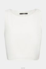 Esprit Cropped sleeveless blouse Women Off White Blouses P0D0X308 - Image 5