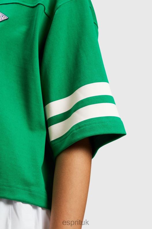 Esprit Cropped varsity logo rugby tee Women Emerald Green T-Shirts P0D0X413 - Image 3
