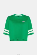 Esprit Cropped varsity logo rugby tee Women Emerald Green T-Shirts P0D0X413 - Image 4